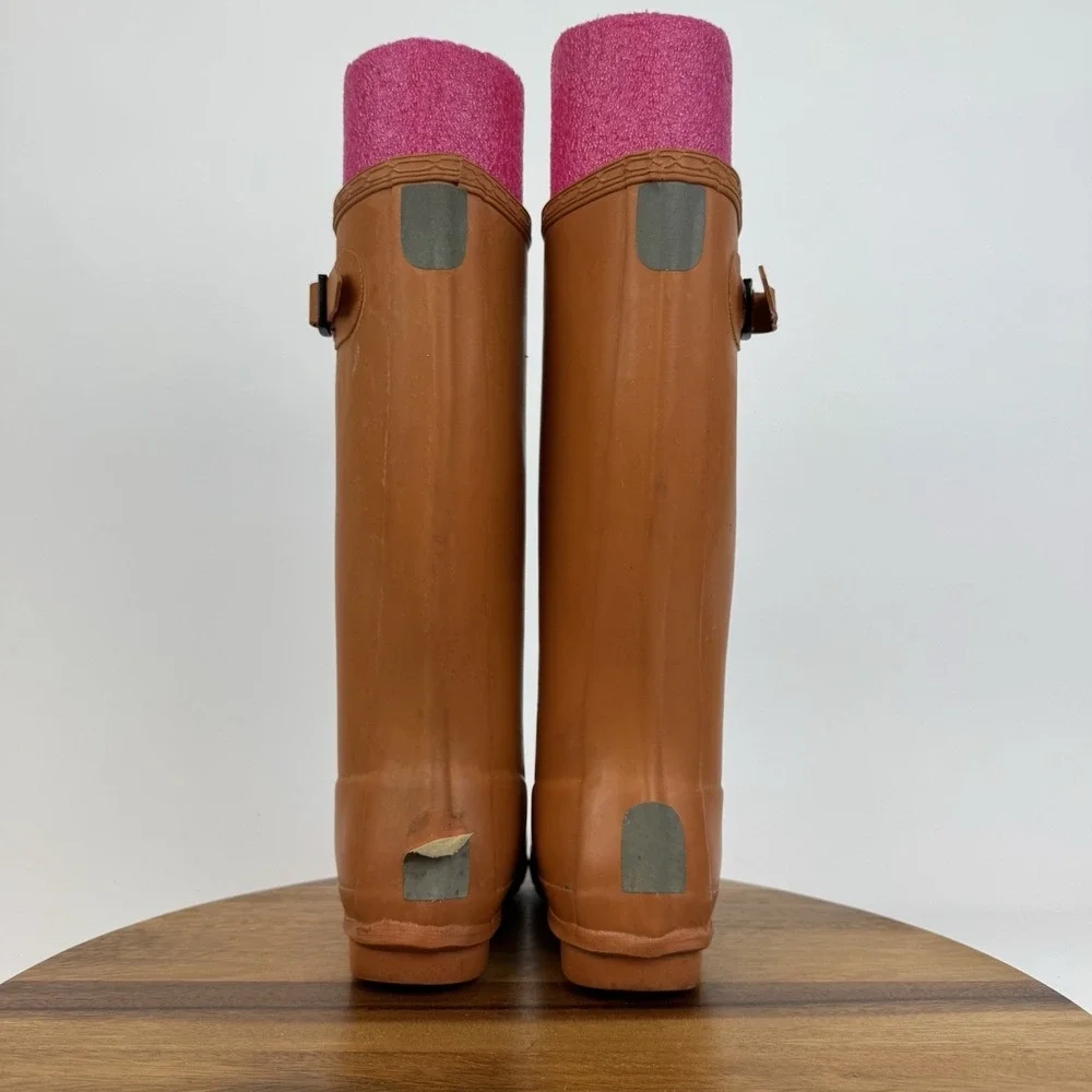 Big Kids Hunter Original Tall Orange Waterproof‎ Pull On Rain Boots Size 4 Y GUC